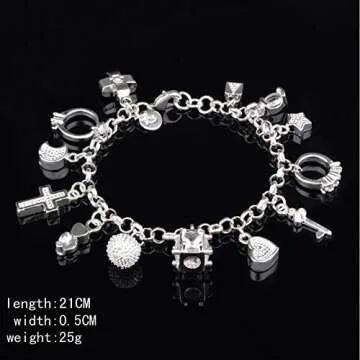 Aeora S925 Silver Thirteen Hanging Pieces Bracelet For Women