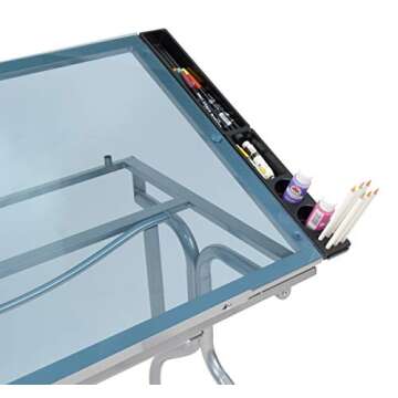 Studio Designs Modern Glass Top Adjustable Craft Table