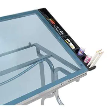 Studio Designs Modern Glass Top Adjustable Craft Table