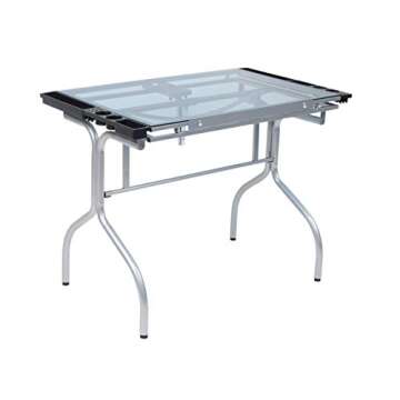 Studio Designs Modern Glass Top Adjustable Craft Table