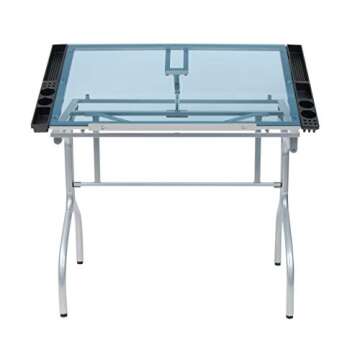 Studio Designs Modern Glass Top Adjustable Craft Table