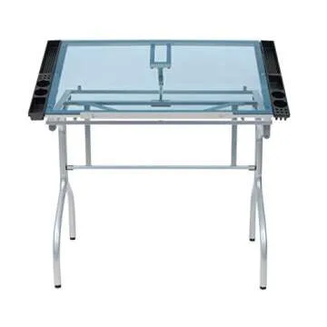 Studio Designs Modern Glass Top Adjustable Craft Table
