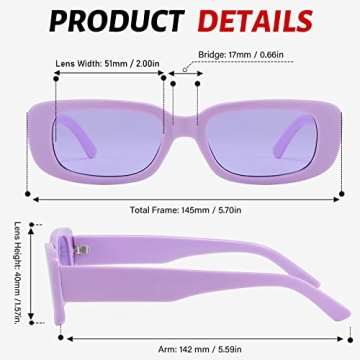 Przene Retro Rectangle Sunglasses with UV Protection