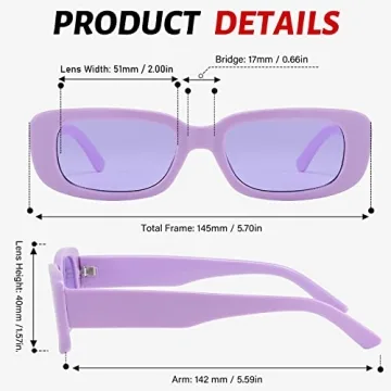 Przene Retro Rectangle Sunglasses with UV Protection
