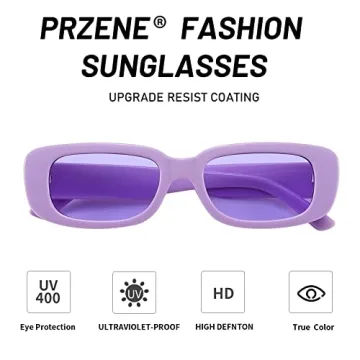 Przene Retro Rectangle Sunglasses with UV Protection