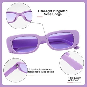 Przene Retro Rectangle Sunglasses with UV Protection