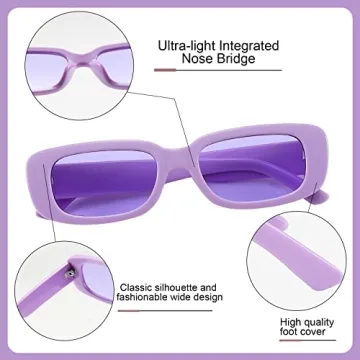 Przene Retro Rectangle Sunglasses with UV Protection