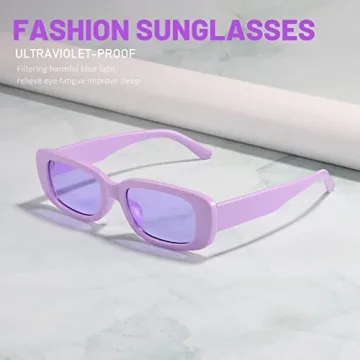 Przene Retro Rectangle Sunglasses with UV Protection