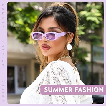 Przene Retro Rectangle Sunglasses with UV Protection