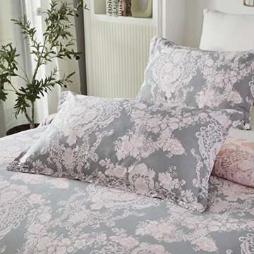 Brandream Blush Pink Bedding Sets Full Size Girls Damask Flower Bedding 100% Cotton Duvet Cover Set 3-Piece(Comforter not Included)