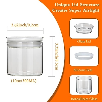 ZENS 10oz Airtight Glass Kitchen Canister Jar Set