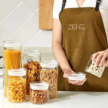 ZENS 10oz Airtight Glass Kitchen Canister Jar Set