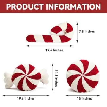 ESIGMARK Christmas Candy Cane Throw Pillows - Round, Red and White, Peppermint Candy Shaped for Bedroom, Living Room, Winter Home Decor