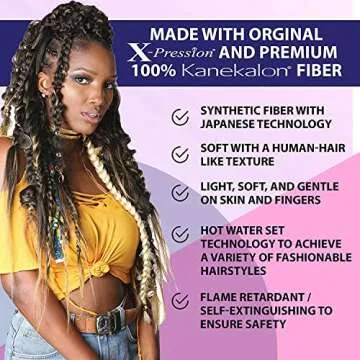 Supreme Hair Pre-Stretched Braiding Hair Extensions – 48 Inch Long Unfolded 6 Bundles Total Xpression 100% Kanekalon TZ Braid Pre-Cut and Pre-Combed Synthetic (3-PACK, T1B/350)