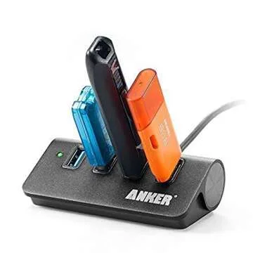 Anker 4-Port USB 3.0 Unibody Aluminum Portable Data Hub with 2ft USB 3.0 Cable for Macbook, Mac Pro / mini, iMac, XPS, Surface Pro, Notebook PC, USB Flash Drives, Mobile HDD and More