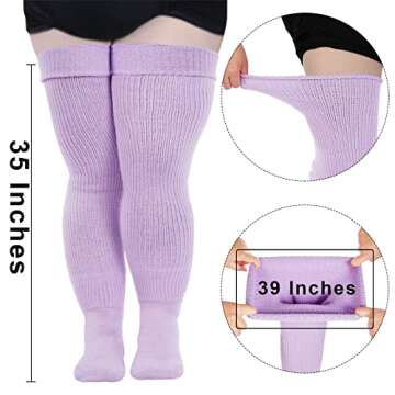 Plus Size Womens Thigh High Socks for Thick Thighs- Extra Long & Thick Over the Knee Stockings- Leg ...