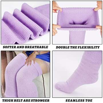 Plus Size Womens Thigh High Socks for Thick Thighs- Extra Long & Thick Over the Knee Stockings- Leg Warmer Boot Socks (Lavender)