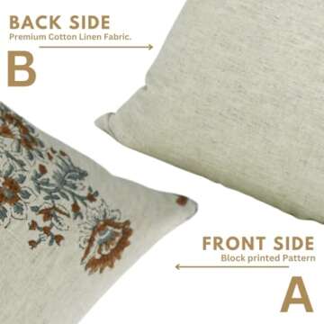 Handmade Block Print Decorative Pillow Cover for Sofa