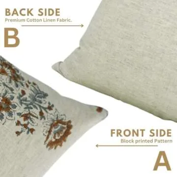 Handmade Block Print Decorative Pillow Cover for Sofa