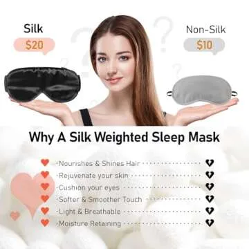 LitBear Weighted Silk Sleep Mask 4.9 oz (140g), Mulberry Silk Sleeping Mask with Detachable Insert, Women Men Pressure Relief Night Light Blocking Eye Mask with Adjustable Strap, for Relax Deep Sleep