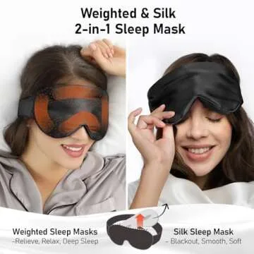 LitBear Weighted Silk Sleep Mask 4.9 oz (140g), Mulberry Silk Sleeping Mask with Detachable Insert, Women Men Pressure Relief Night Light Blocking Eye Mask with Adjustable Strap, for Relax Deep Sleep