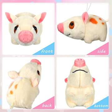 12 Pack Cute Plush Animal Toys 4 Inch Mini Plush Ornament Stuffed Doll Keychain Tote Bag Pendant for Birthday Party Likes DIY Home Decor (Pig Style)