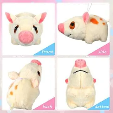 12 Pack Cute Plush Animal Toys 4 Inch Mini Plush Ornament Stuffed Doll Keychain Tote Bag Pendant for Birthday Party Likes DIY Home Decor (Pig Style)