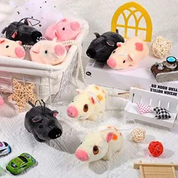 12 Pack Cute Plush Animal Toys 4 Inch Mini Plush Ornament Stuffed Doll Keychain Tote Bag Pendant for Birthday Party Likes DIY Home Decor (Pig Style)