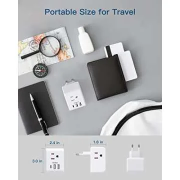 European Travel Plug Adapter, Invernational Power Plug Adapter with 3 Outlets 3 USB Charging Ports(1 USB C), Type C Plug Adapter for US to Most Europe EU Spain Italy France Germany