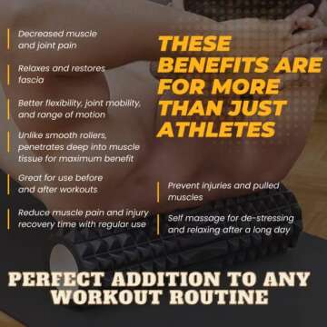 EZ_Peach 3-in-1 Foam Roller Kit for Deep Tissue Massage, 45cm Muscle Roller Stick and Massage Ball f...