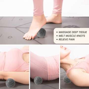 EZ_Peach 3-in-1 Foam Roller Kit for Deep Tissue Massage, 45cm Muscle Roller Stick and Massage Ball for Physical Therapy Pain Relief Myofascial Release Balance Exercise (Black)