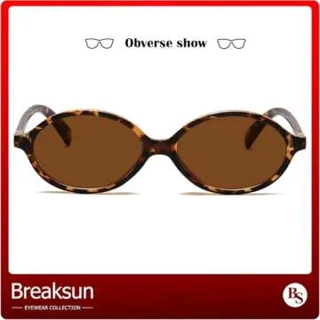 Breaksun Retro Oval Sunglasses for Women Men Trendy Round Sunnies 90s Vintage Style (Tortoise/Brown)