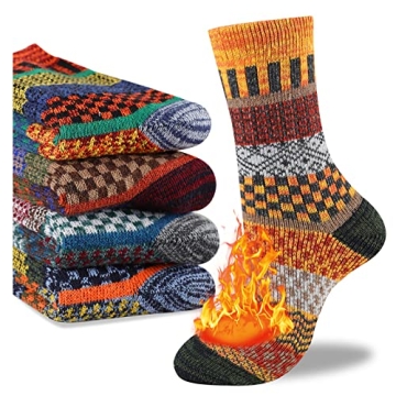 Heatuff Thick Wool Socks 5 Pairs for Ultimate Warmth