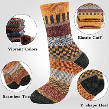 Heatuff Thick Wool Socks 5 Pairs for Ultimate Warmth