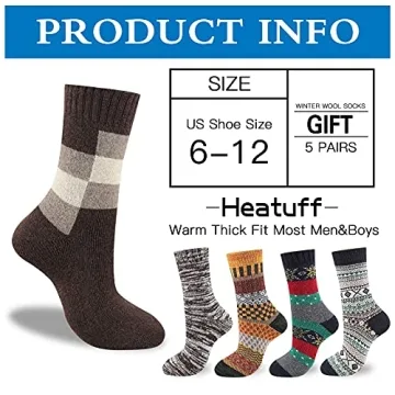 Heatuff Thick Wool Socks 5 Pairs for Ultimate Warmth
