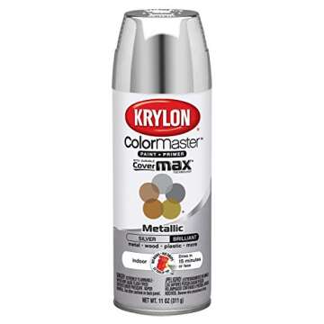 Krylon K05151102 ColorMaster Paint + Primer, Metallic Silver, 11 oz – Premium Finish for All Proje...
