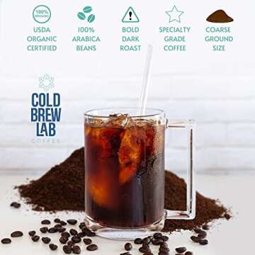 Cold Brew Organic Coarse Ground Coffee, Colombian Supremo, Dark Roast, Coarse Grind for Cold Brew Coffee & French Press,1 LB