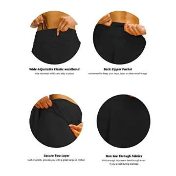 MEIVSO Women's Pleated Workout Tennis Skirts with Pockets Activewear Sports Skort Built-in Shorts