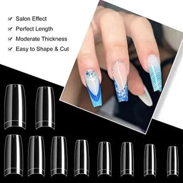 krofaue 500PCS Clear False Nails Tips for DIY Nail Art