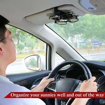 KIWEN Sunglasses Holder for Car Visor with Magnetic Closure