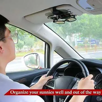 KIWEN Sunglasses Holder for Car Visor with Magnetic Closure