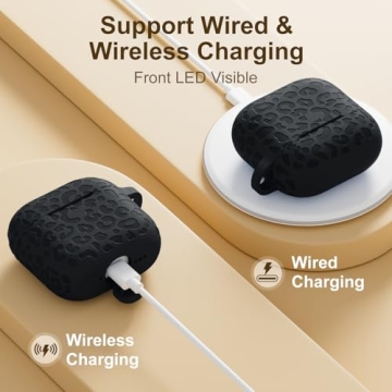 DGege Leopard Engraved for AirPods 4 Case Cover 2024,Soft Silicone Protective Case Compatible with A...