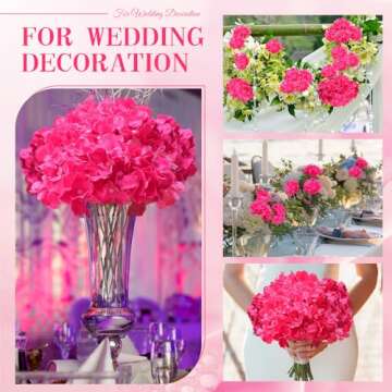 Yunsailing 100 Pcs Artificial Hydrangea Flowers Hydrangea Flower Heads with Stems Silk Faux Hydrangea Flowers for Wedding Centerpiece Fake Bouquet Home Indoor Garden Party Decoration (Rose Red)