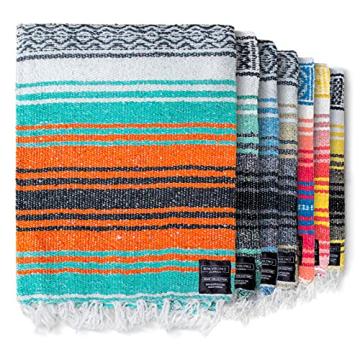 Benevolence LA Handwoven Mexican Blanket - Vibrant & Versatile 45x70 inches in Mandarin