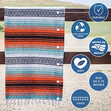 Benevolence LA Handwoven Mexican Blanket for Outdoor Comfort