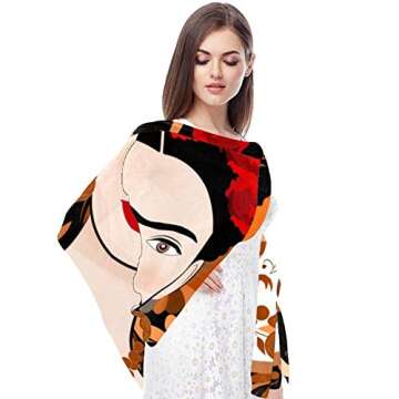 Long Scarf Shawl Wrap Lady's,Frida Kahlo Beautiful Mexican Woman Traditional Pattern