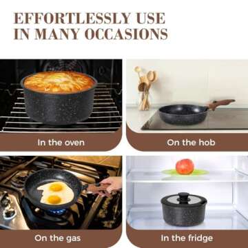 10 Pcs Non Stick Cookware Set with Detachable Handle