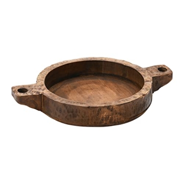 Elegant Hand-Carved Mango Wood Bowl with Handles
