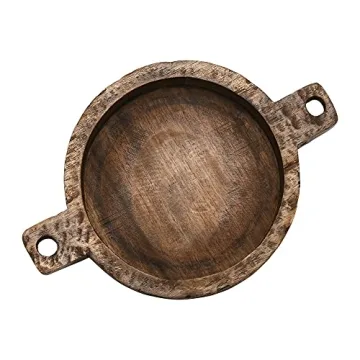 Elegant Hand-Carved Mango Wood Bowl with Handles