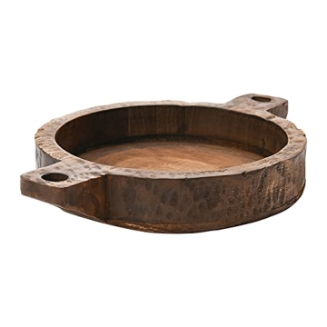 Elegant Hand-Carved Mango Wood Bowl with Handles